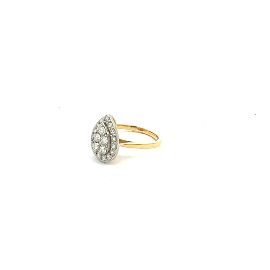 18ct Yellow Gold 1.00ct Pear Shaped Diamond Cluster Ring Size P