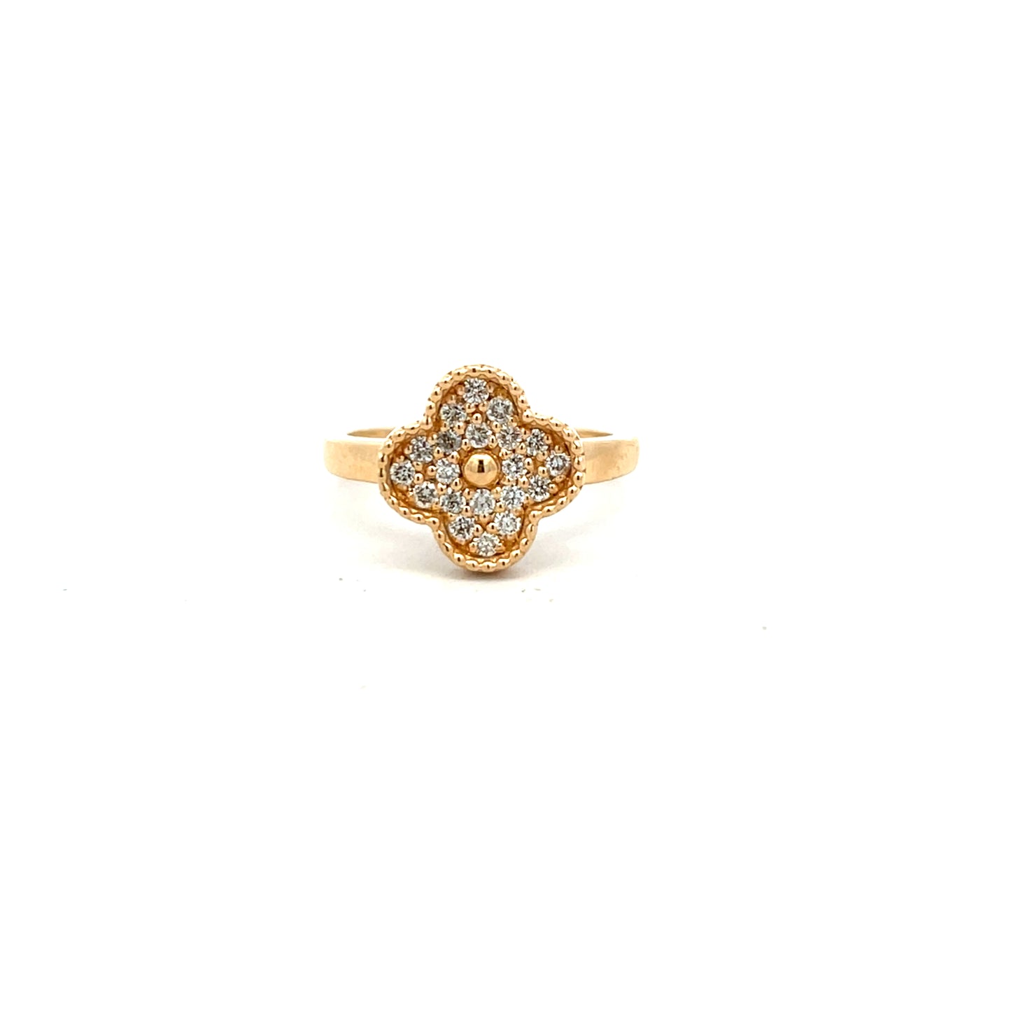 14ct Yellow Gold Diamond Four Petal Ring Size O
