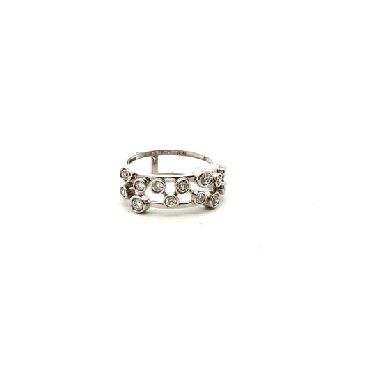 18ct White Gold Diamond Split Shank Bubble Ring Size P
