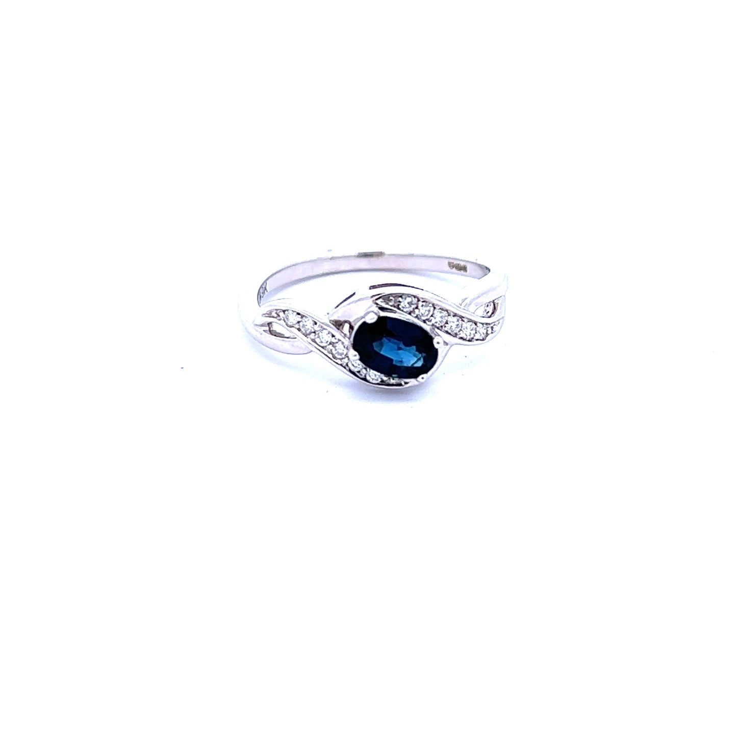 9ct White Gold Sapphire and Diamond Ring