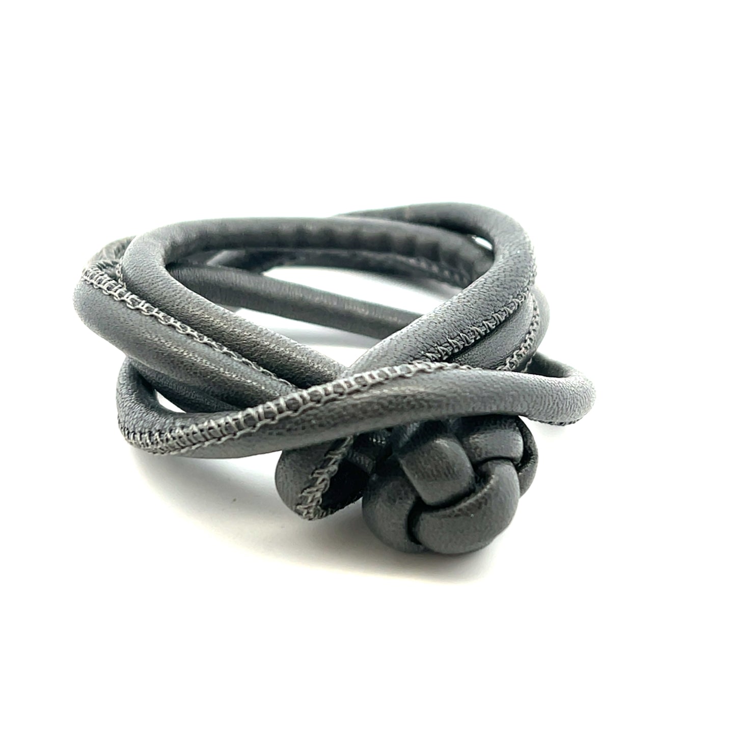 Grey Leather Cord Double Wrap Bracelet
