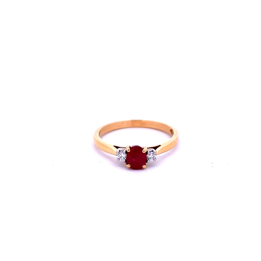18ct Yellow Gold 0.57ct Ruby and Diamond Ring