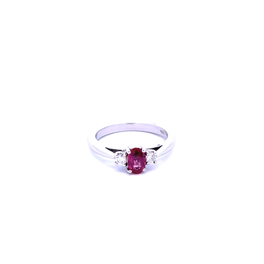 Platinum Ruby and Diamond Ring