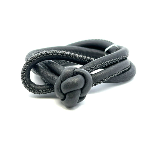 Grey 38cm Leather Cord Double Wrap Bracelet
