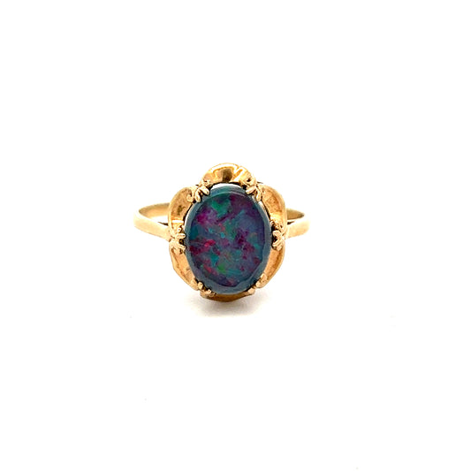 Pre-Owned 9ct Yellow Gold Opal Triplet Ring Size K