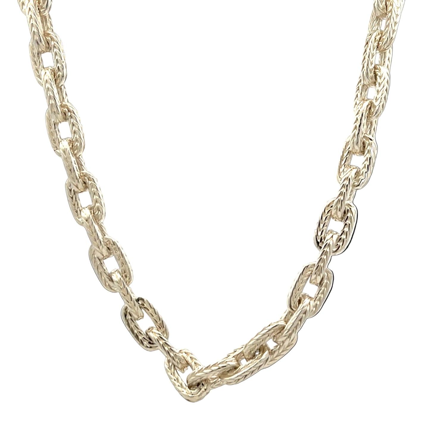 Sterling Silver Solid Cast Oval Rope Necklace 18"