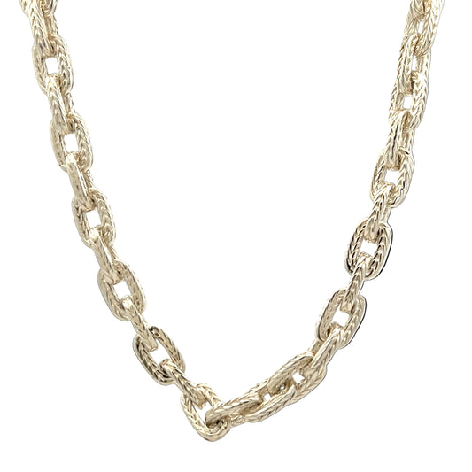 Sterling Silver Solid Cast Oval Rope Necklace 18"