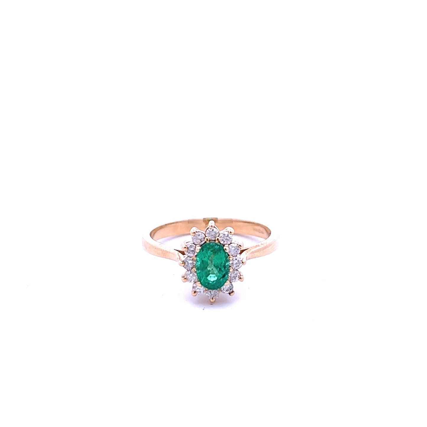 9ct Yellow Gold Emerald and Diamond Ring