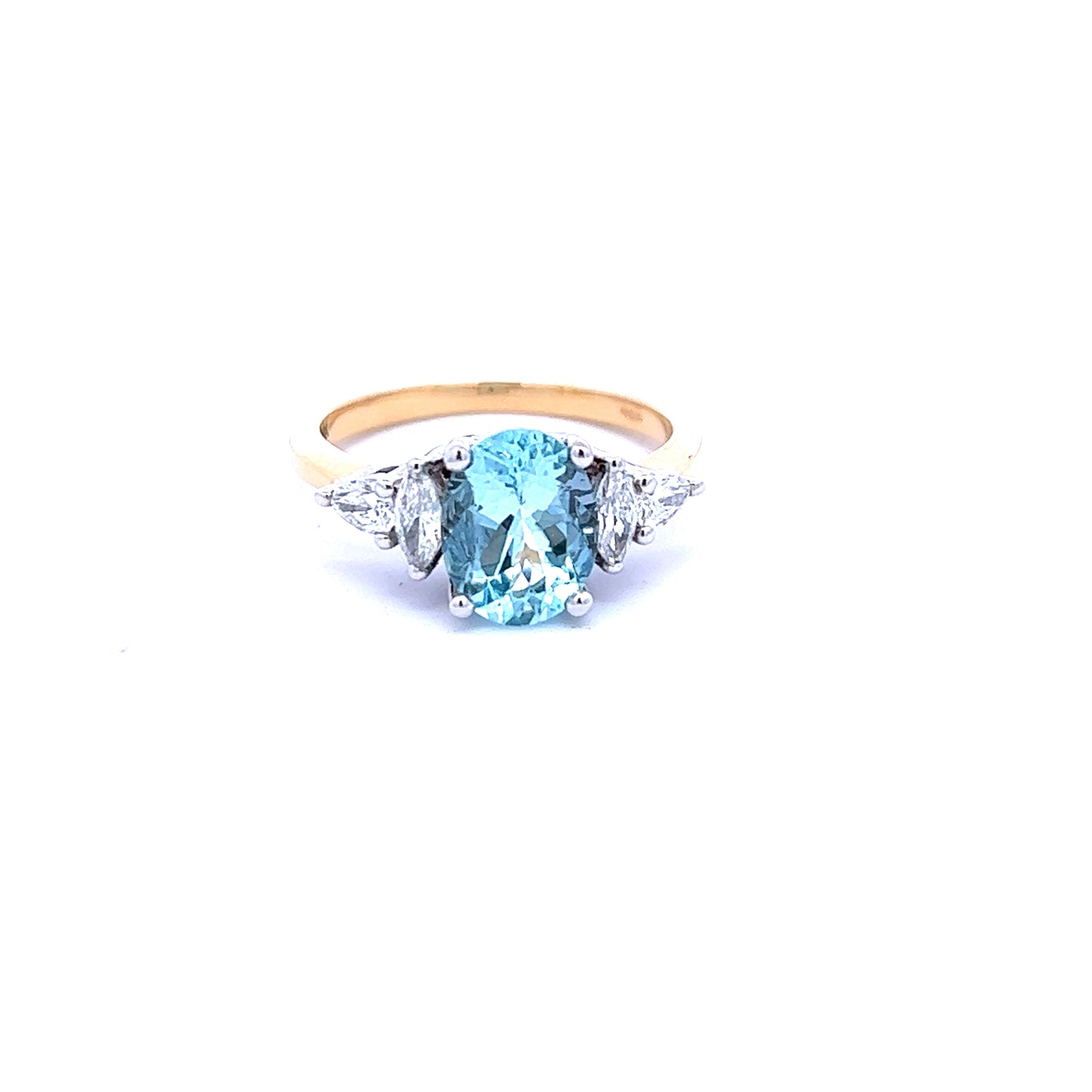 18ct Yellow Gold Aquamarine and Diamond Ring