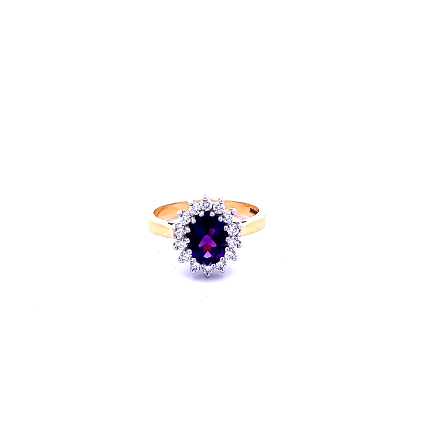 18ct Yellow Gold Amethyst and Diamond Ring