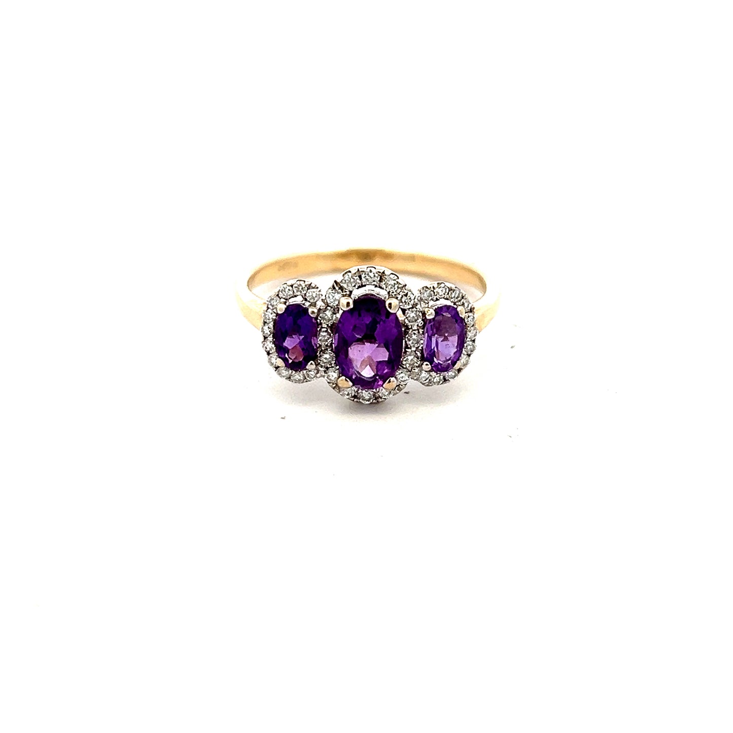 9ct Yellow Gold Amethyst and Diamond Ring