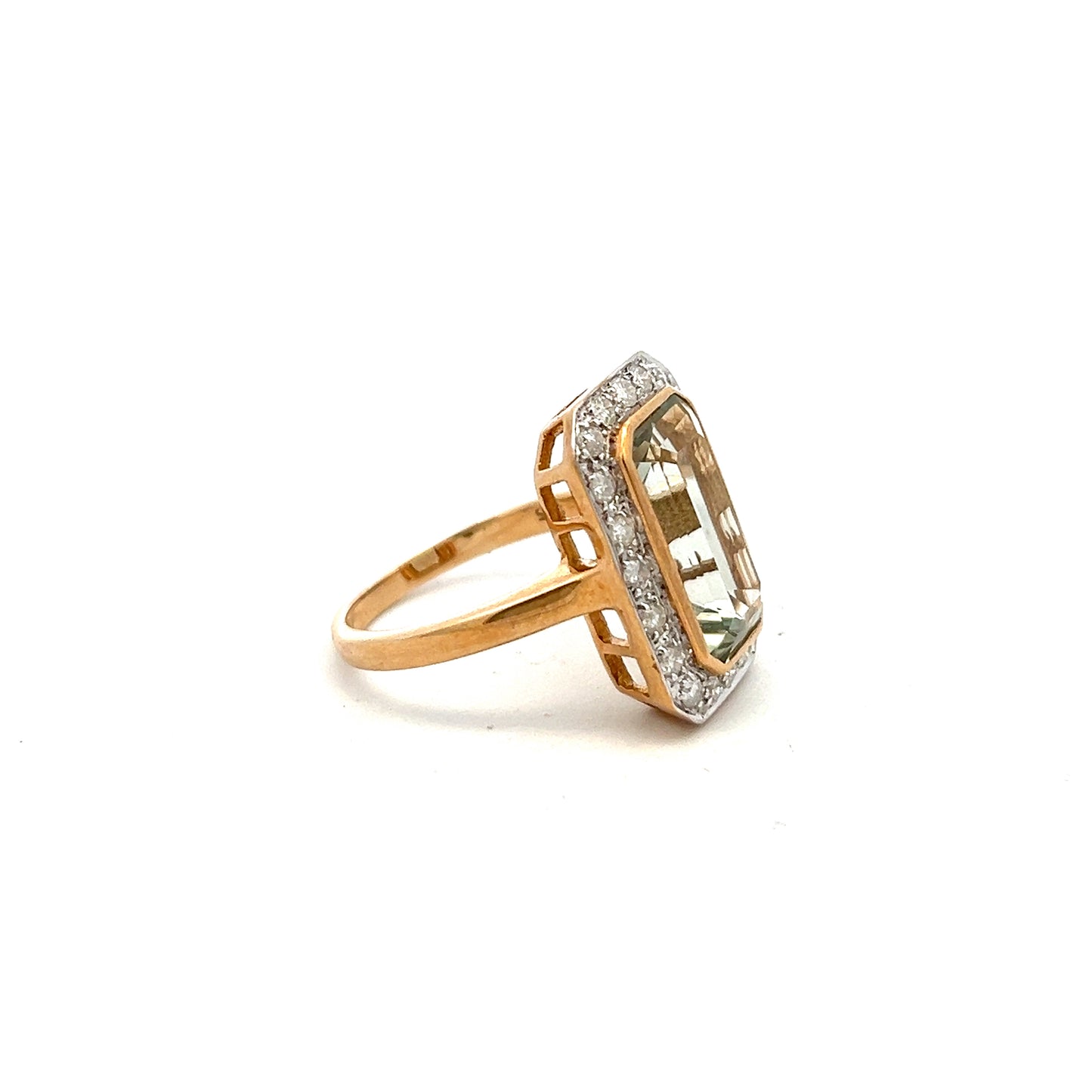 9ct Yellow Gold Amethyst and Diamond Cluster Ring Size N