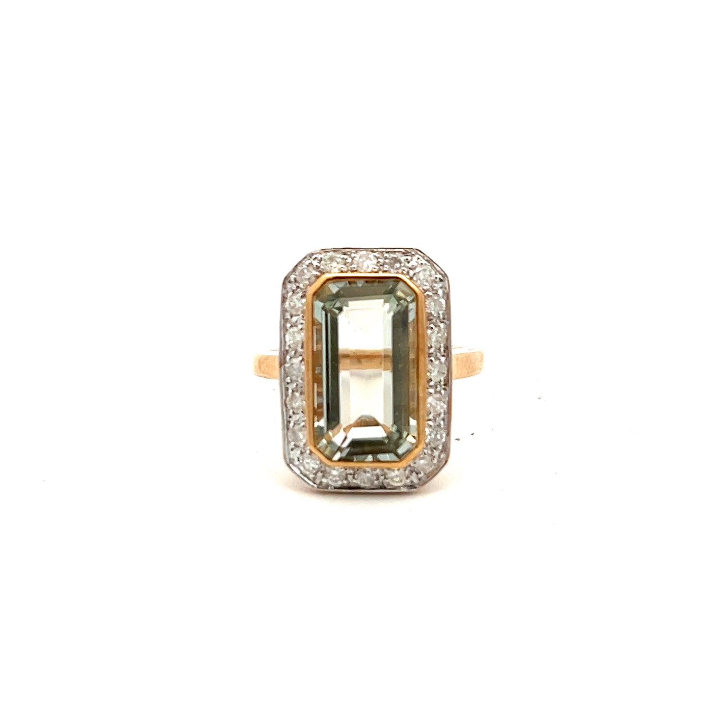 9ct Yellow Gold Amethyst and Diamond Cluster Ring Size N