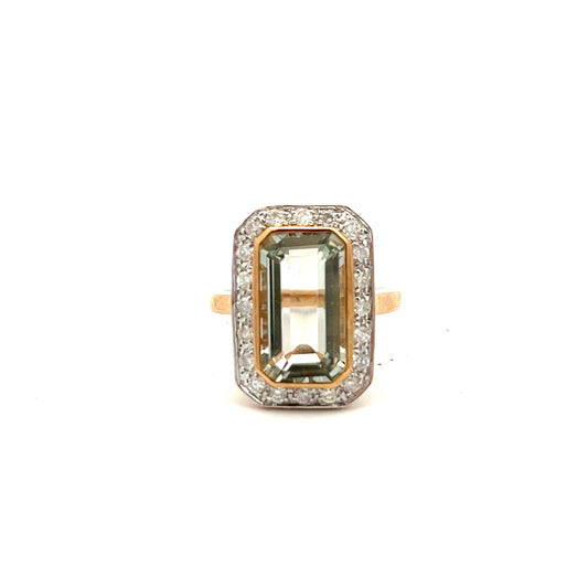 9ct Yellow Gold Amethyst and Diamond Cluster Ring Size N