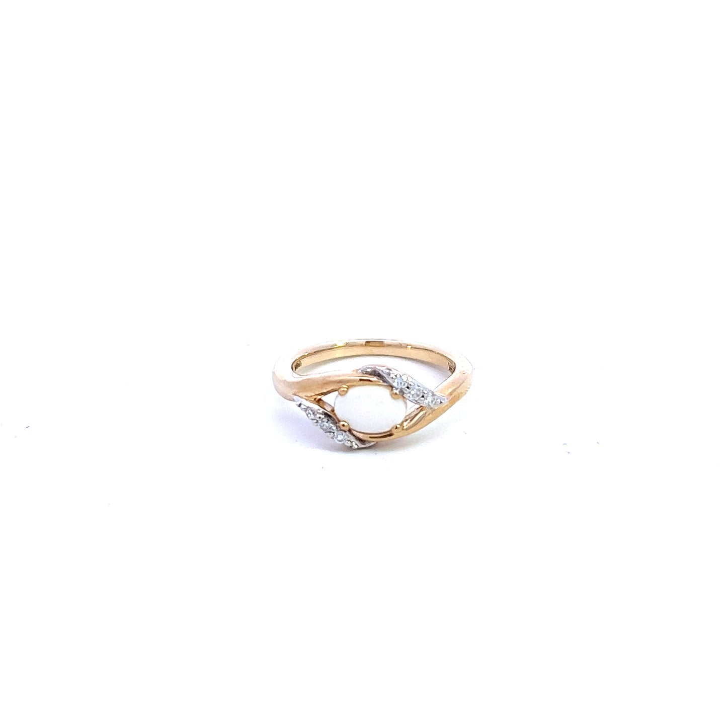 9ct Yellow Gold Opal and Diamond Ring Size M