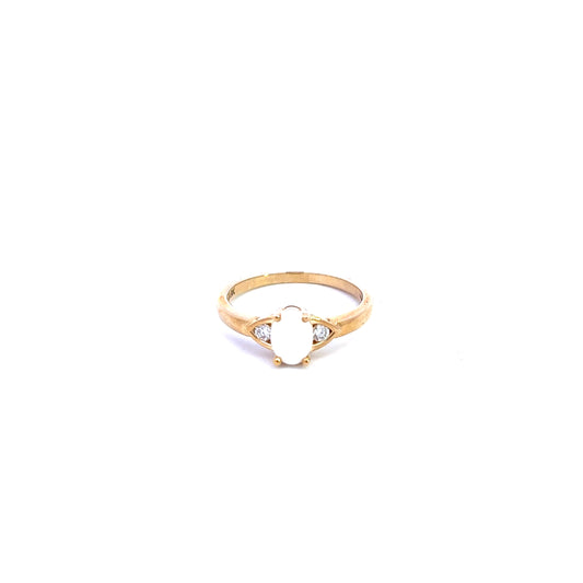 9ct Yellow Gold Opal and Diamond Ring Size N