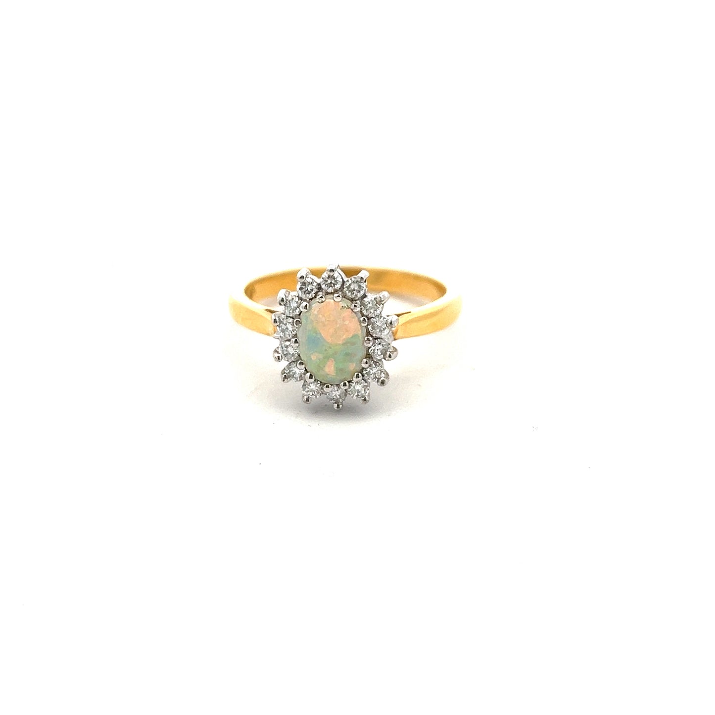 18ct Yellow Gold Opal and Diamond Ring Size M