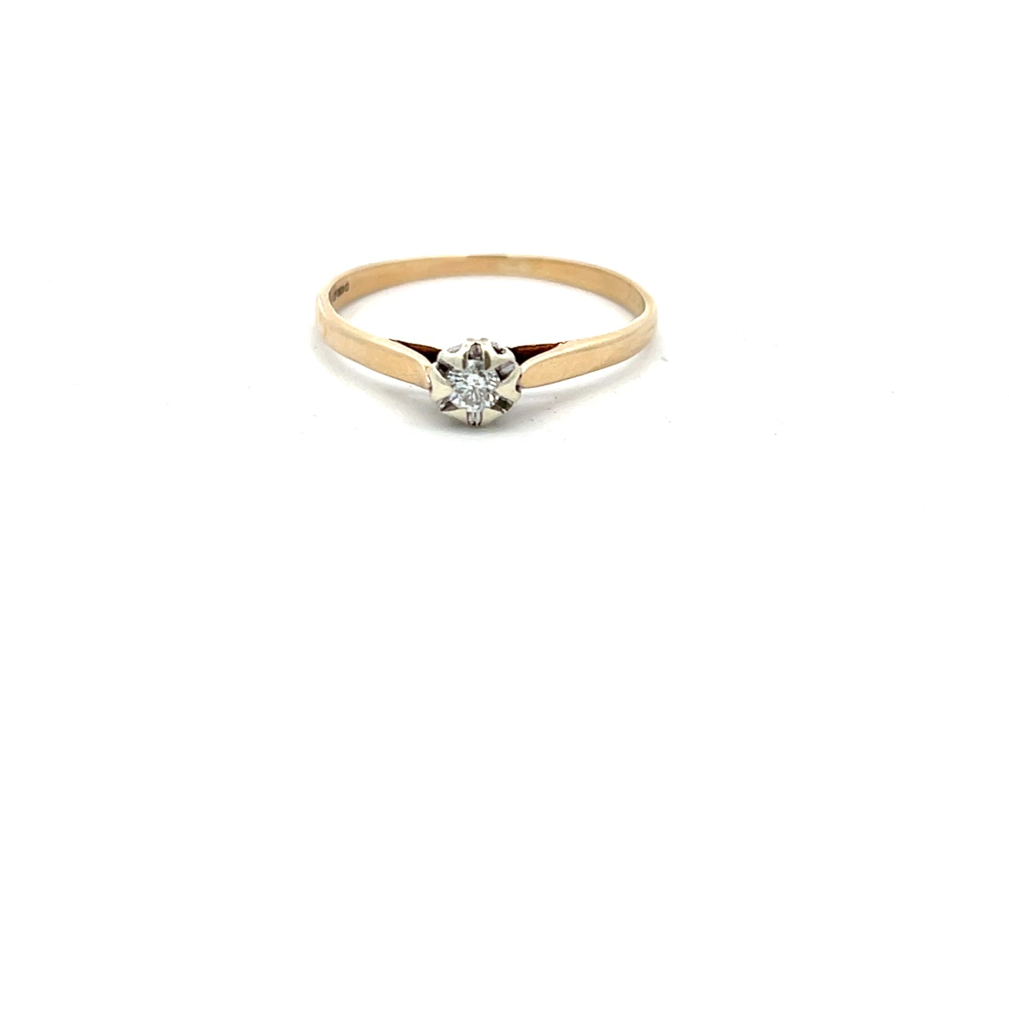 Pre-Owned 9ct Yellow Gold Single 0.13ct Diamond Ring Size T 1/2
