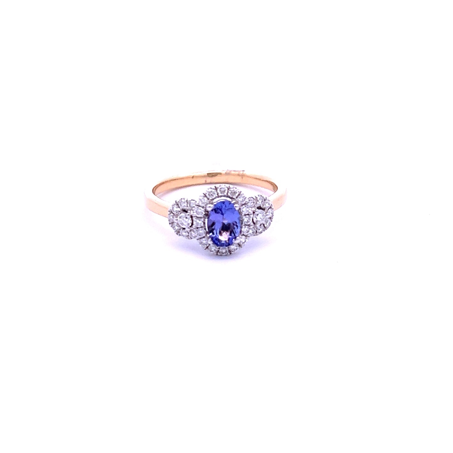 18ct Yellow Gold Tanzanite and Diamond Ring Size M