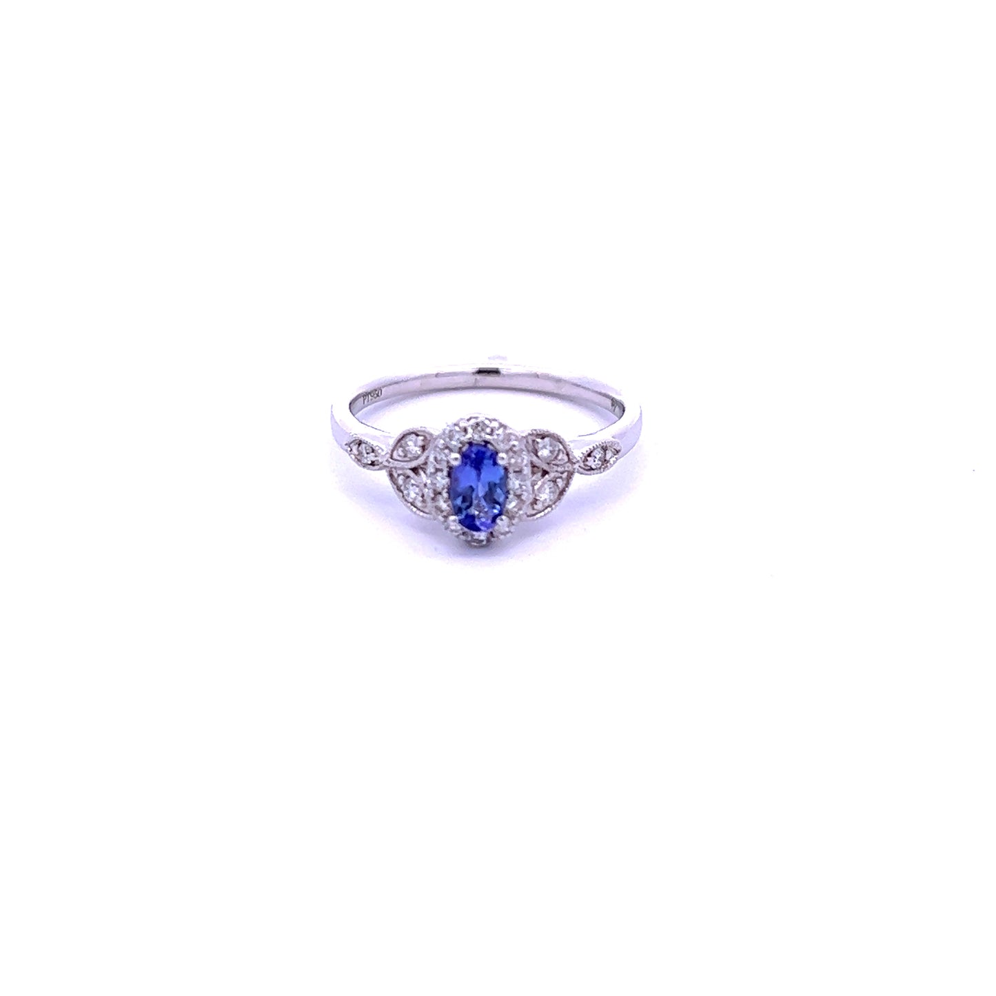 Platinum Tanzanite and Diamond Ring Size M