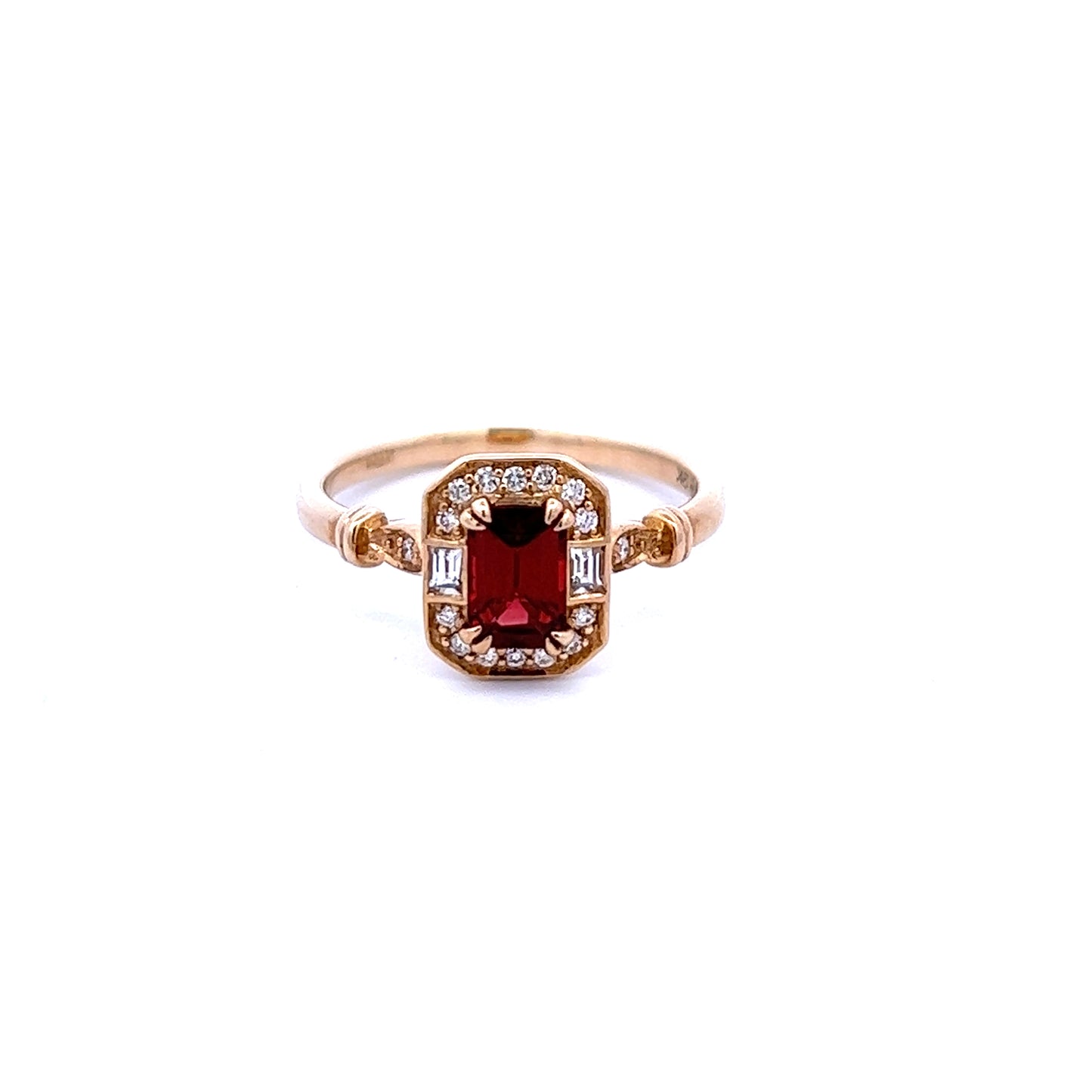 9ct Yellow Gold Garnet, White Sapphire and Diamond Ring