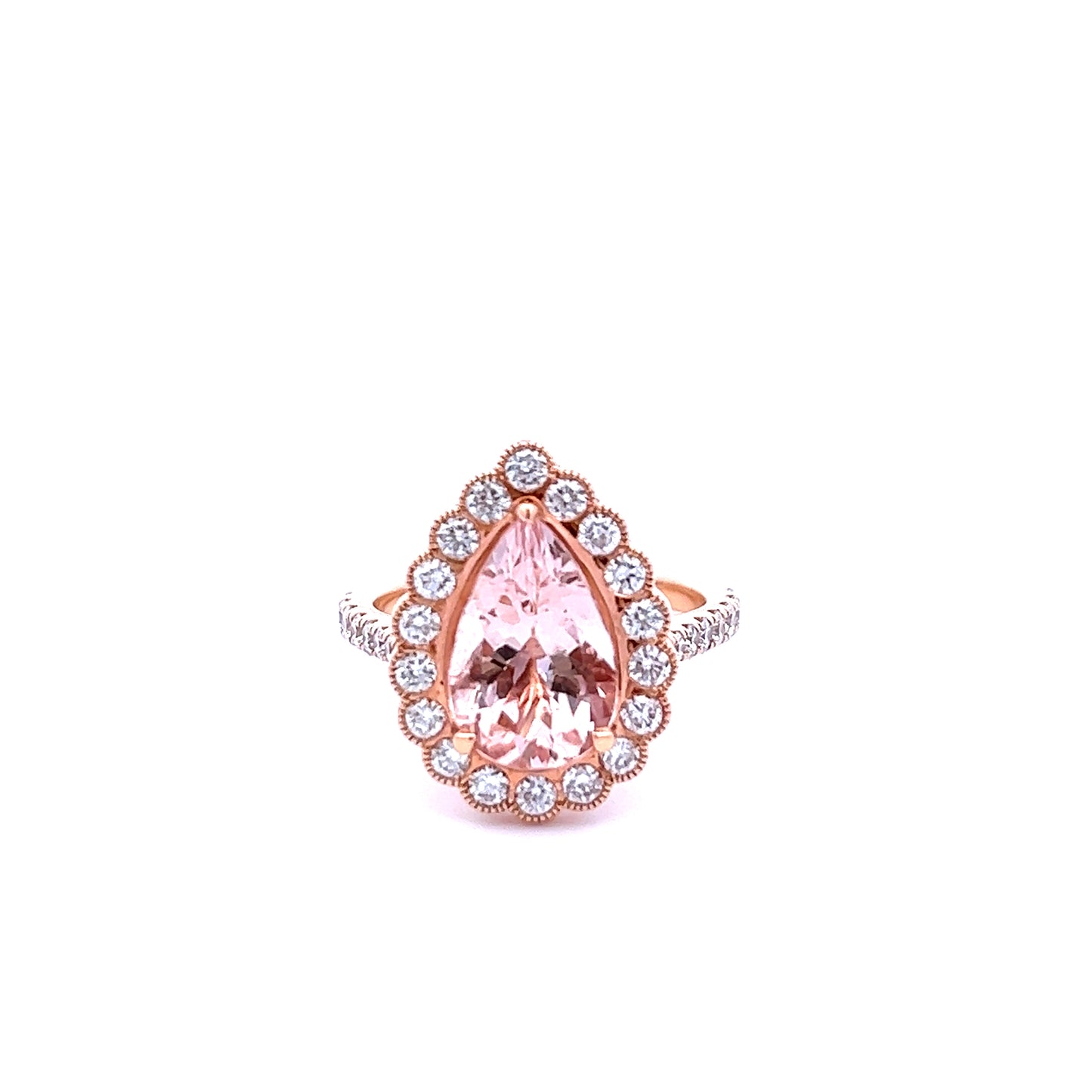 18ct Rose Gold 4.00ct Morganite and Diamond Ring