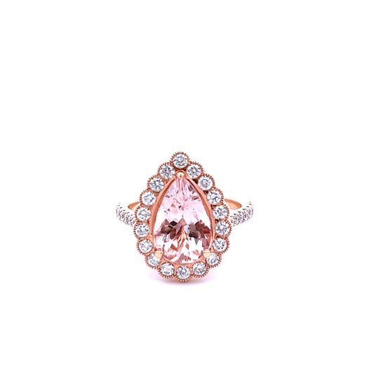 18ct Rose Gold 4.00ct Morganite and Diamond Ring