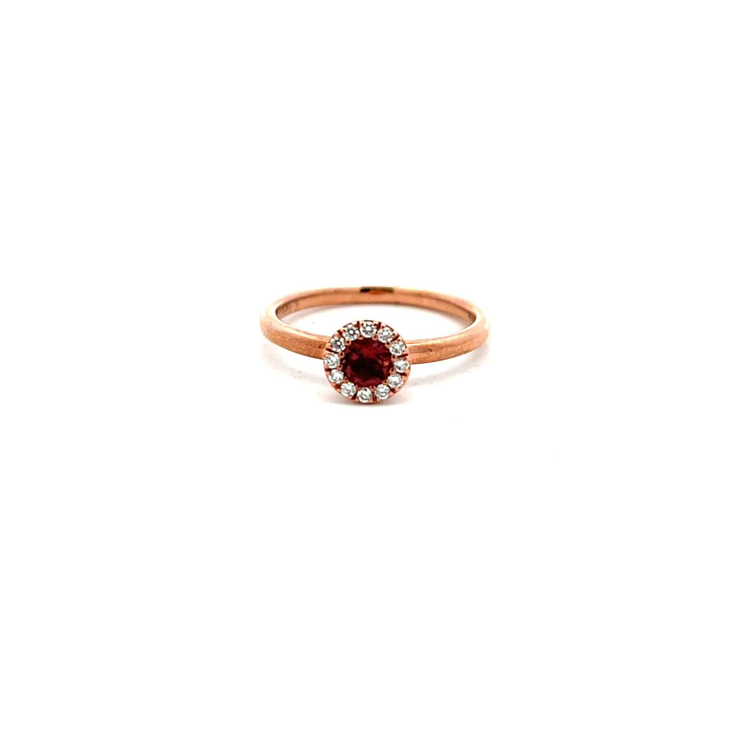9ct Rose Gold Pink Tourmaline and Diamond Ring Size M