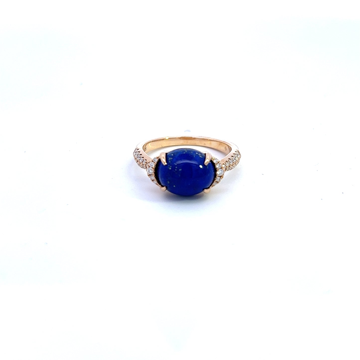 9ct Yellow Gold Lapis Lazuli and Diamond Ring Size O