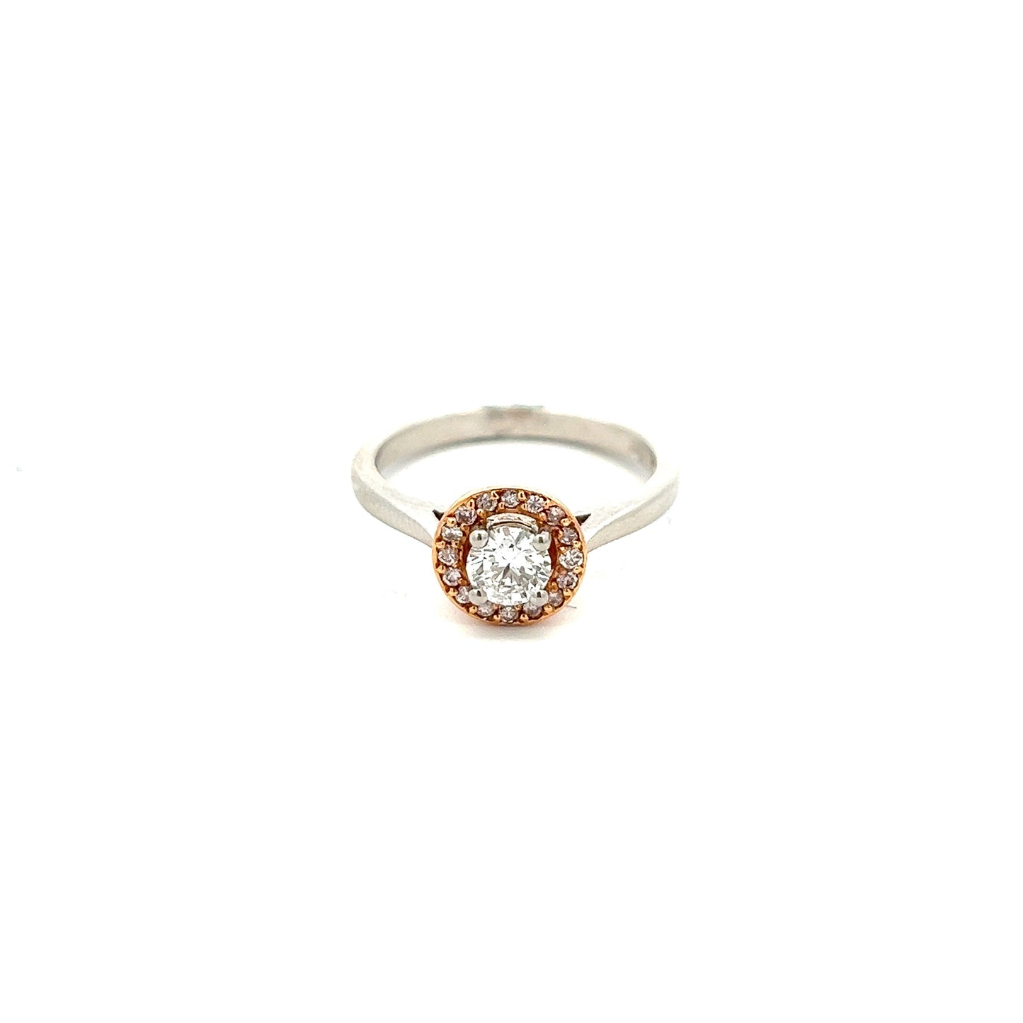 Platinum 0.40ct Diamond Ring with Natural Pink Diamond Halo