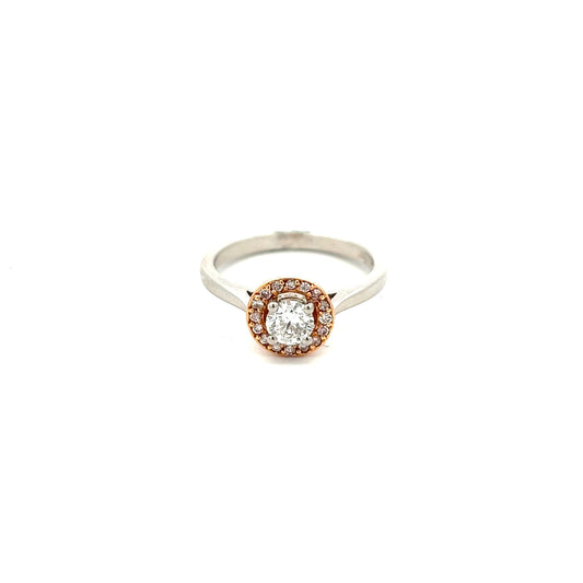 Platinum 0.40ct Diamond Ring with Natural Pink Diamond Halo