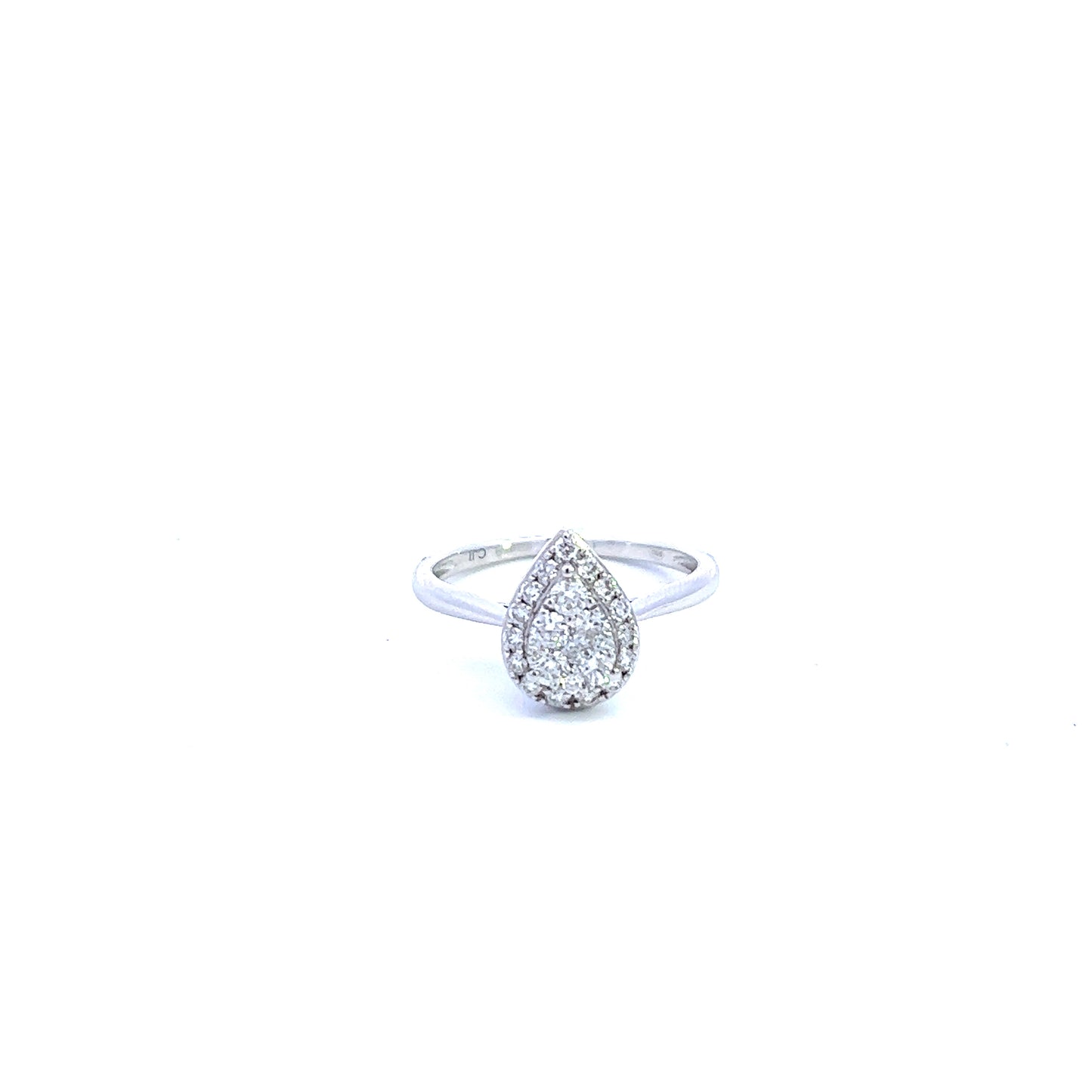 Platinum Pear Shaped 0.42ct Diamond Cluster Ring