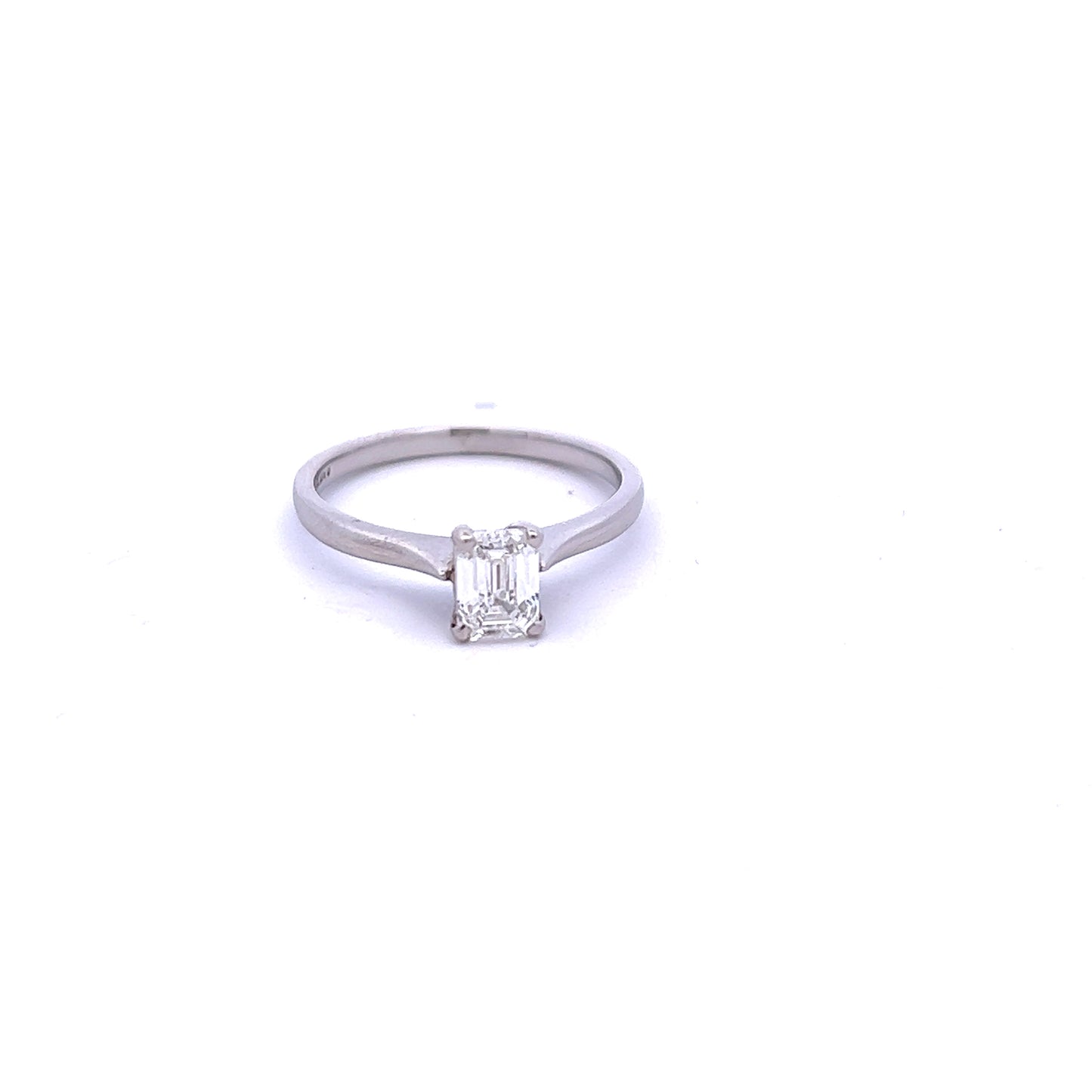 Platinum 0.71ct Emerald Cut Diamond Ring Size M