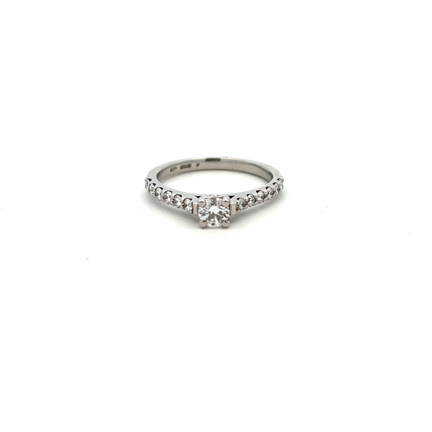 Platinum 0.30ct Diamond Ring with 0.36ct Diamond Shoulders Size N
