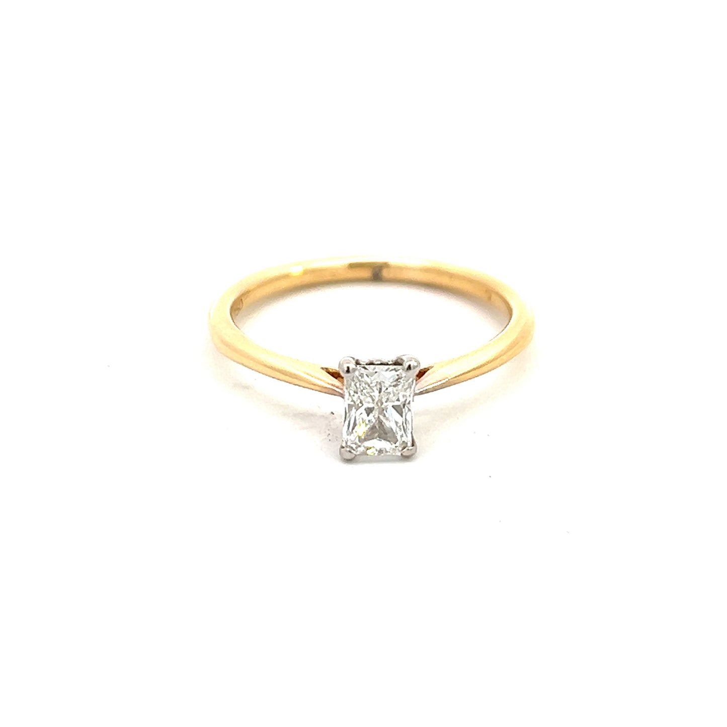 18ct Yellow Gold 0.51ct Radiant Cut Diamond Ring Size M