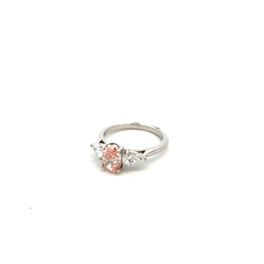 Platinum Laboratory Grown Diamond Pink and White Three Stone Ring Size M