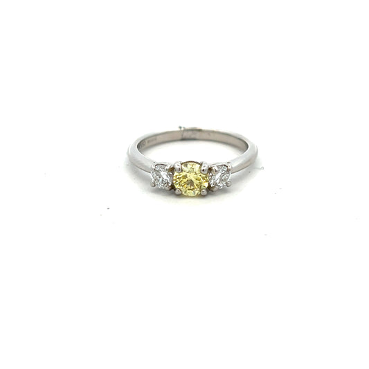 Platinum Laboratory Grown Yellow and White Diamond Ring Size