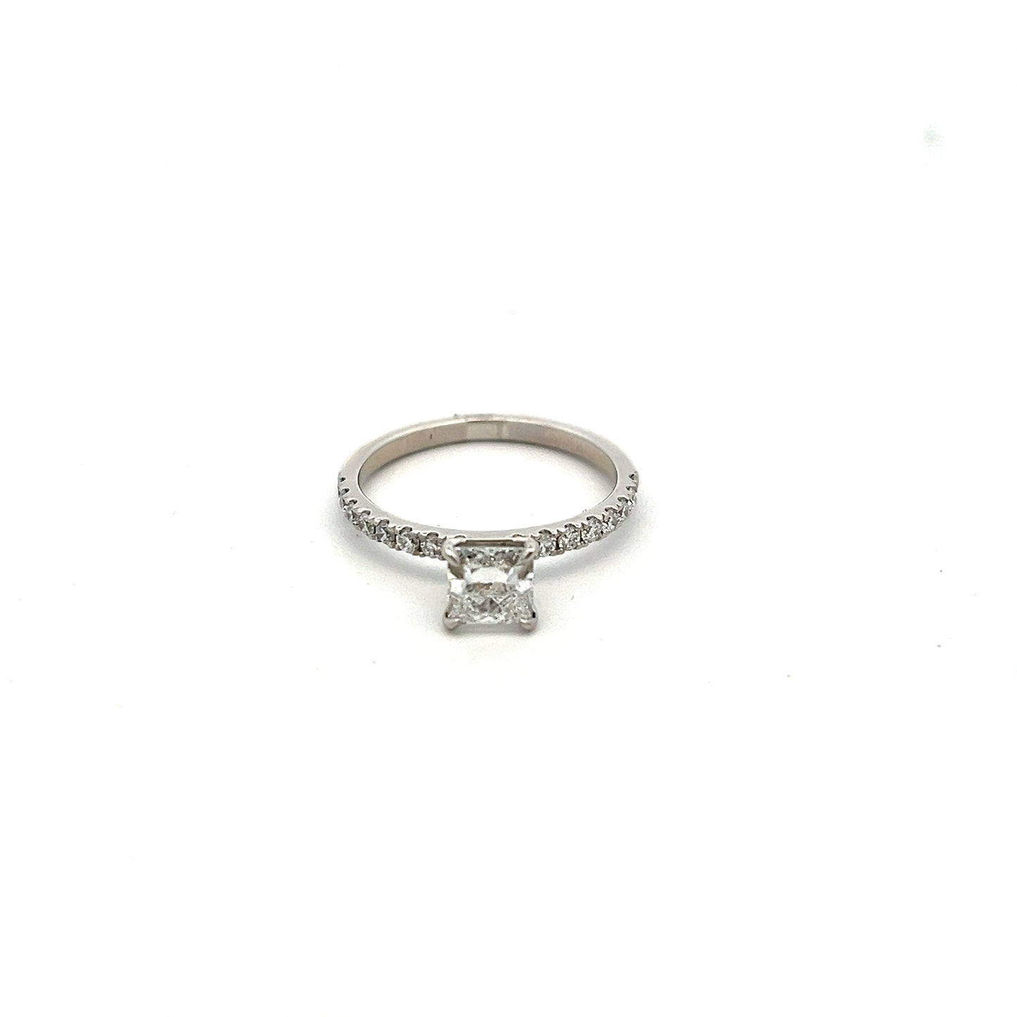 Platinum Laboratory Grown Princess Cut 1.00ct & 0.35ct Shoulders Size N