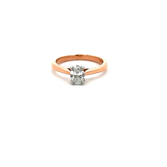 18ct Rose Gold Laboratory Grown Oval 0.57ct Ring Size M