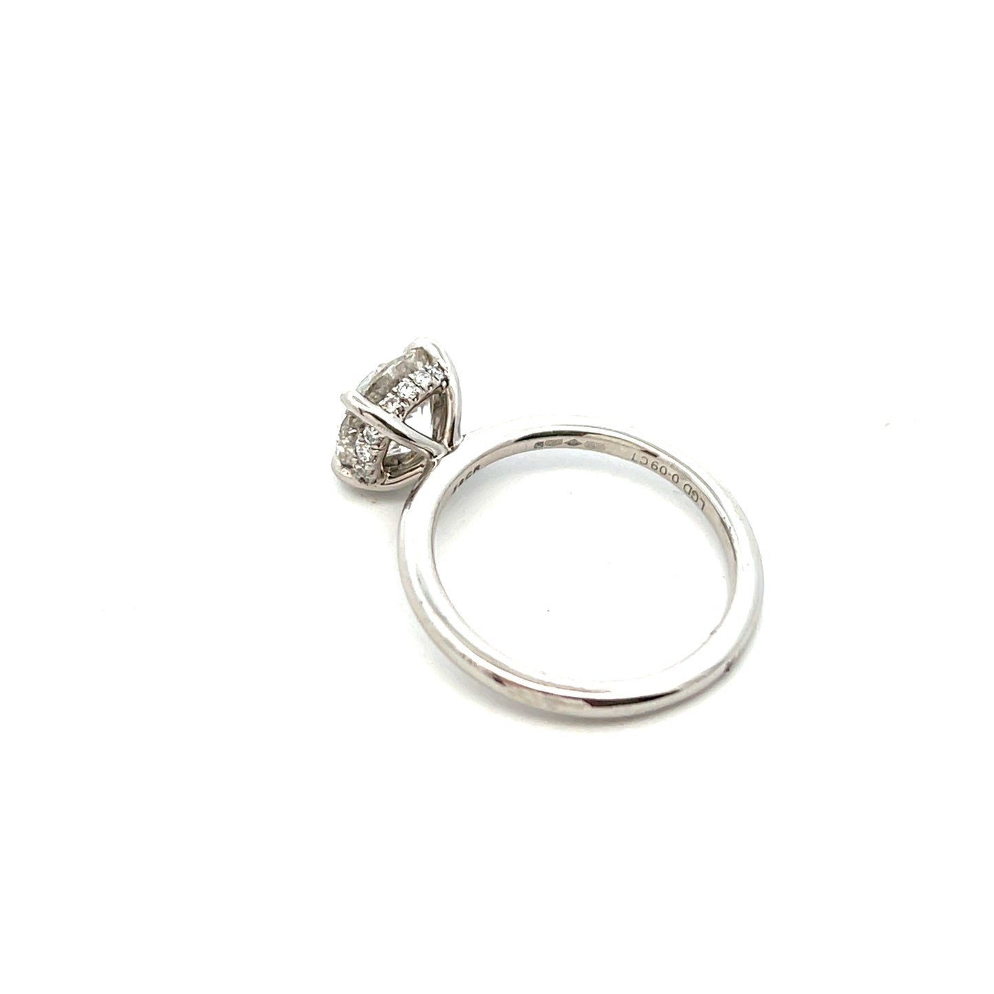 Platinum Laboratory Grown Diamond 2.01ct Brilliant Cut with Laboratory Grown Diamonds Underneath Ring Size M