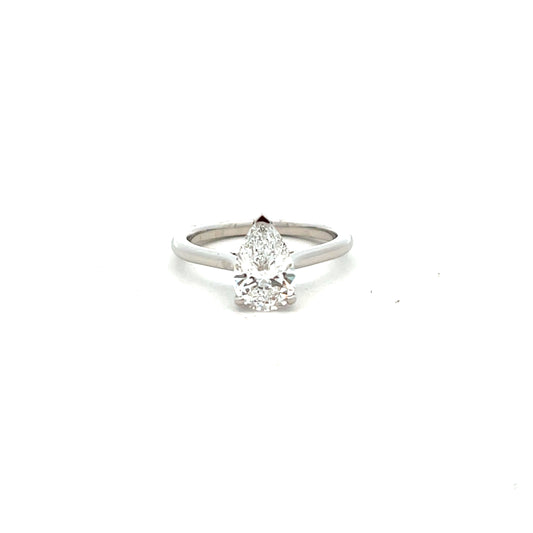 Platinum Laboratory Grown Diamond Pear Cut 1.56ct Ring Size N