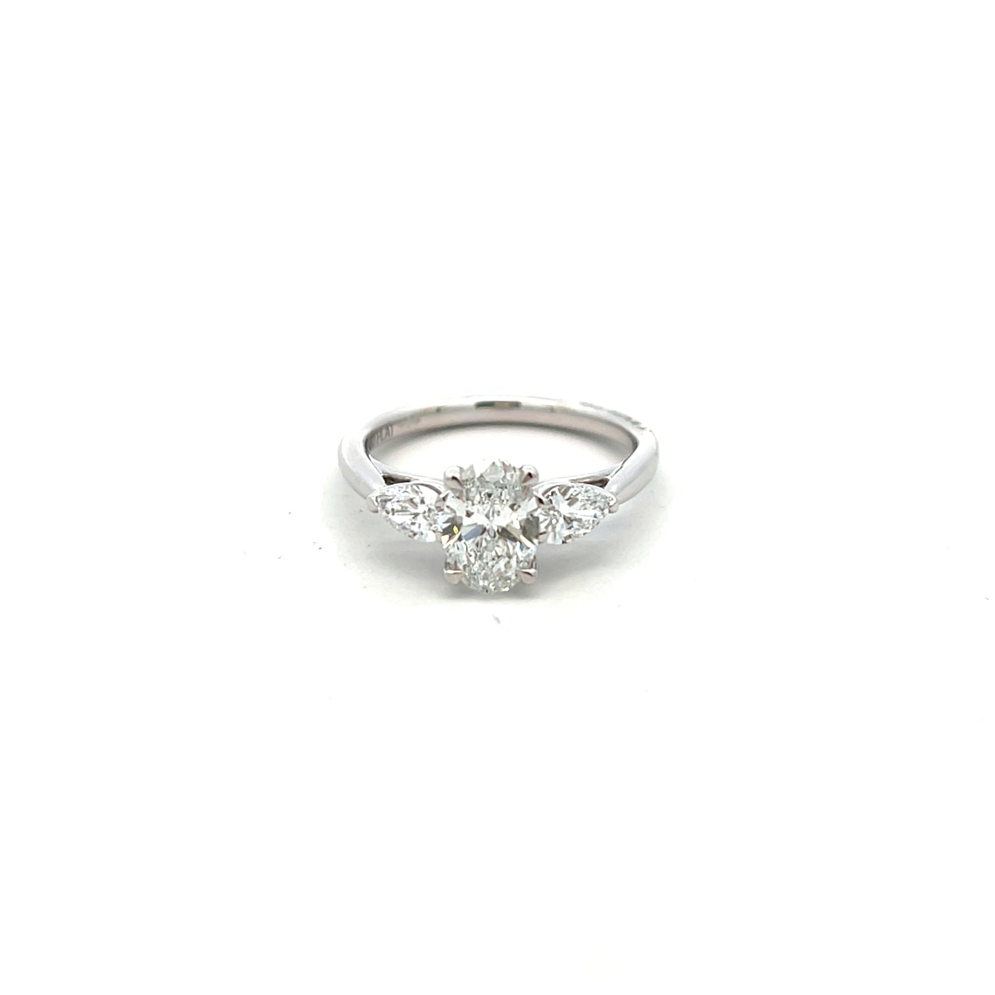Platinum Laboratory Grown Diamond Oval and Pear Cut Ring Size M