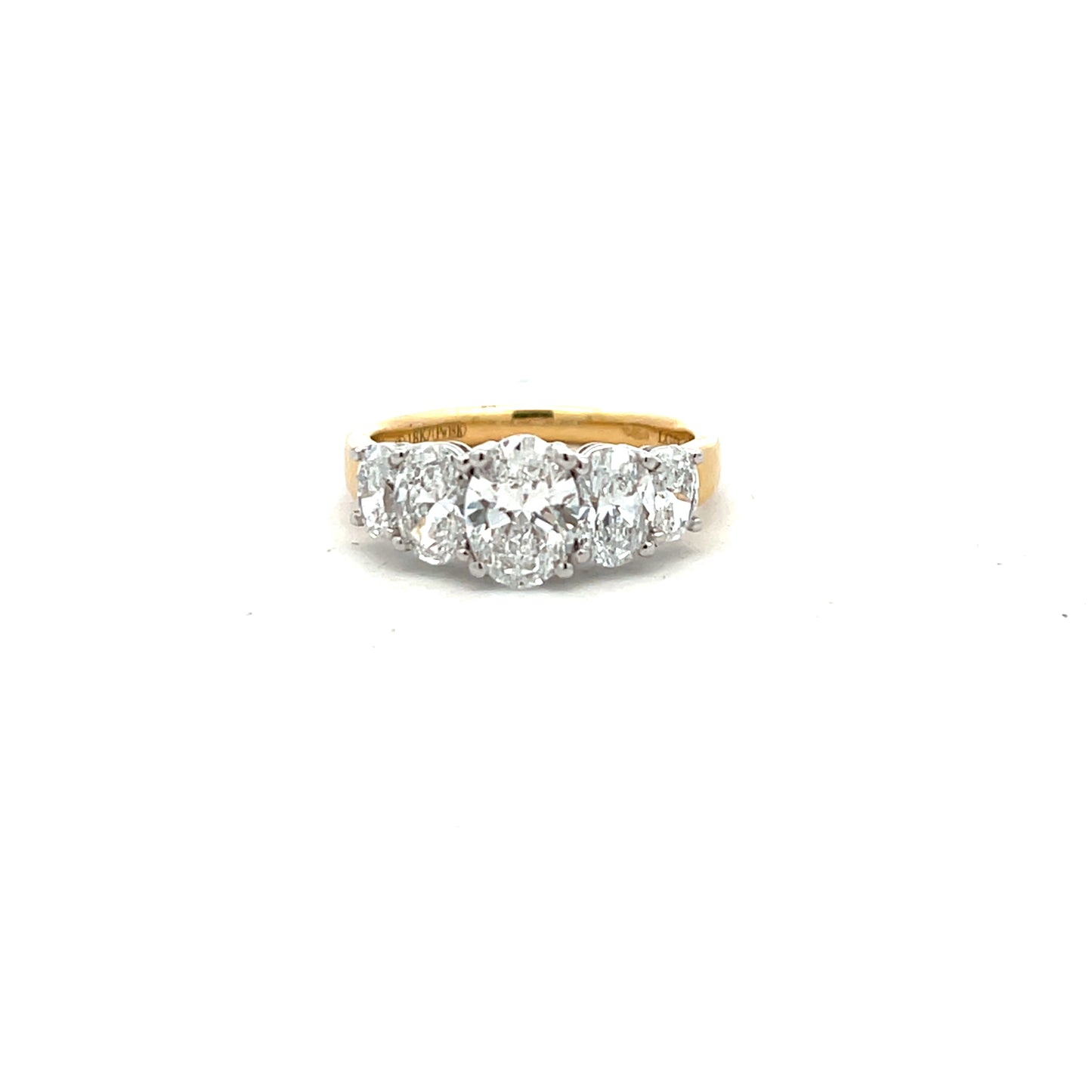 18ct Yellow Gold Laboratory Grown Diamond 5 Stone Oval Ring Size N