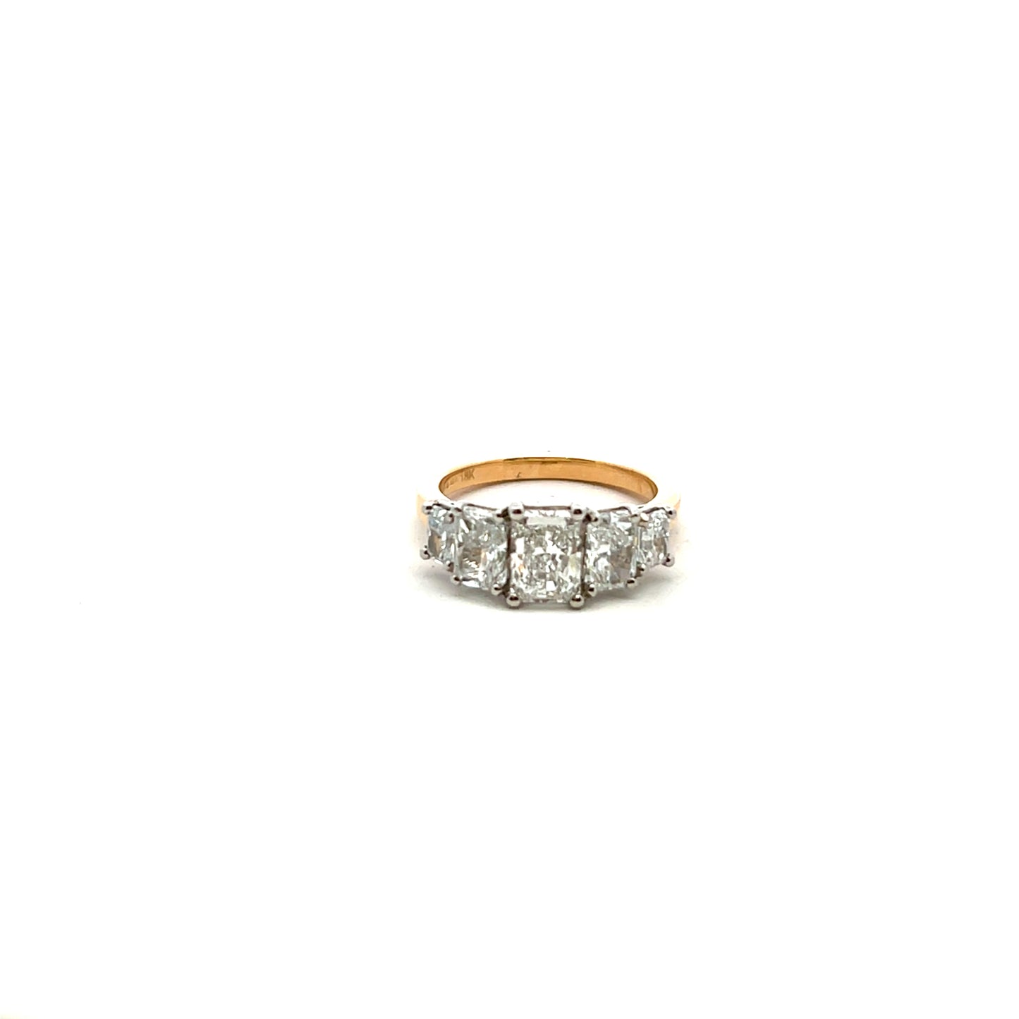 18ct Yellow Gold Laboratory Grown Five Stone Radiant Cut Diamond Ring Size L