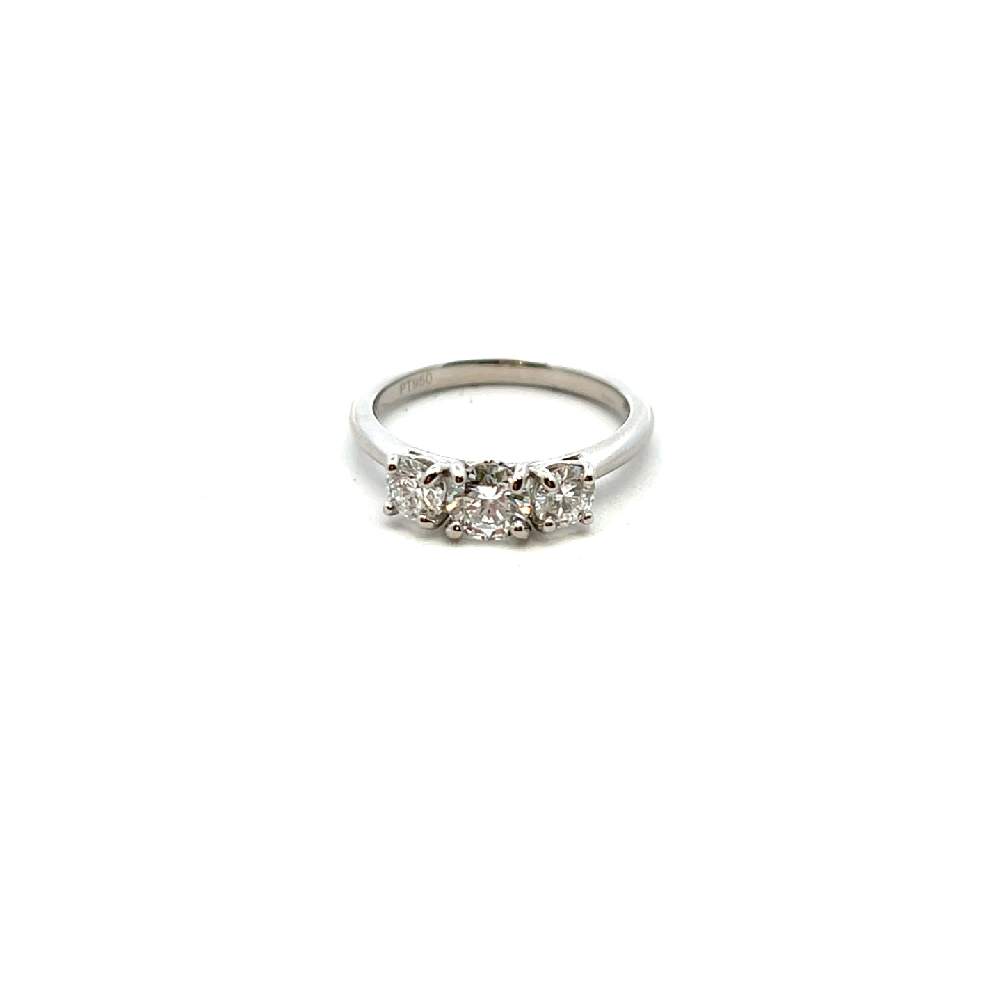 Platinum Laboratory Grown Diamond Three Stone Ring Size L