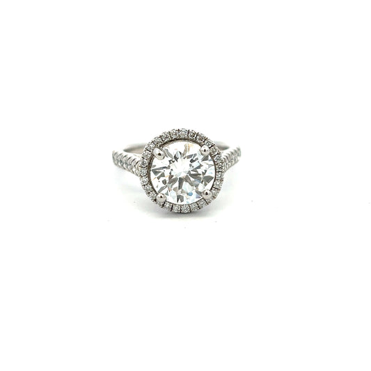 Platinum 3.61ct Brilliant Cut Laboratory Grown Halo Diamond Ring with Laboratory Grown Diamond Shoulders Size M