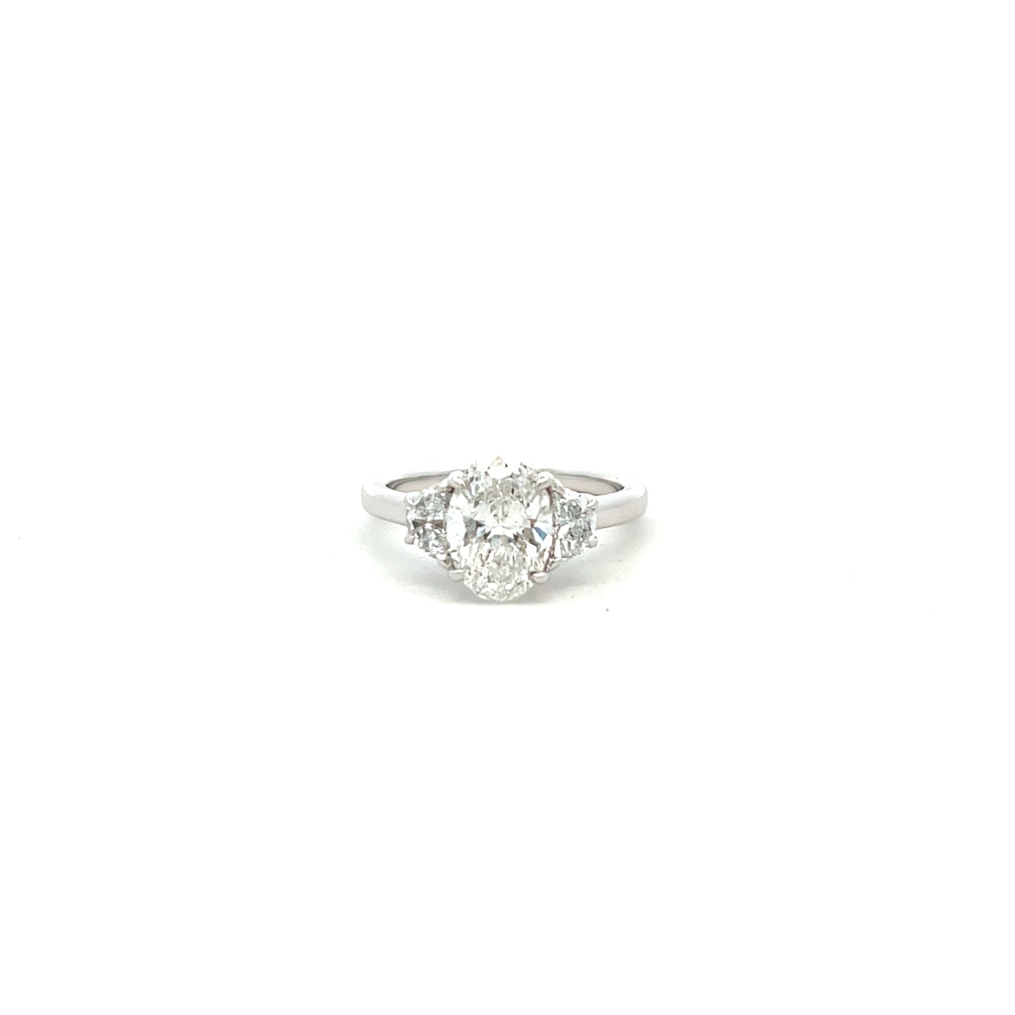 Platinum Laboratory Grown Diamond Oval and Demi Lune Cut Three Stone Ring Size O