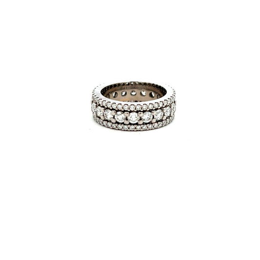 18ct White Gold 2.88ct Brilliant Cut Diamond Three Row Ring Size O