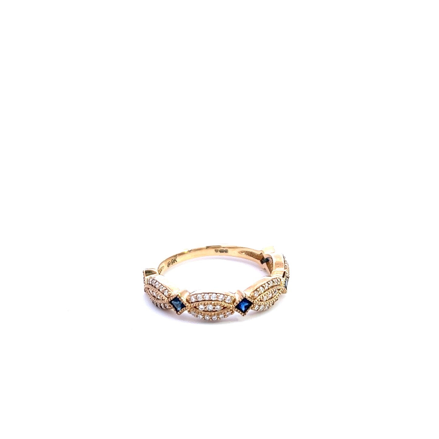 9ct Yellow Gold Sapphire and Diamond Ring Size M