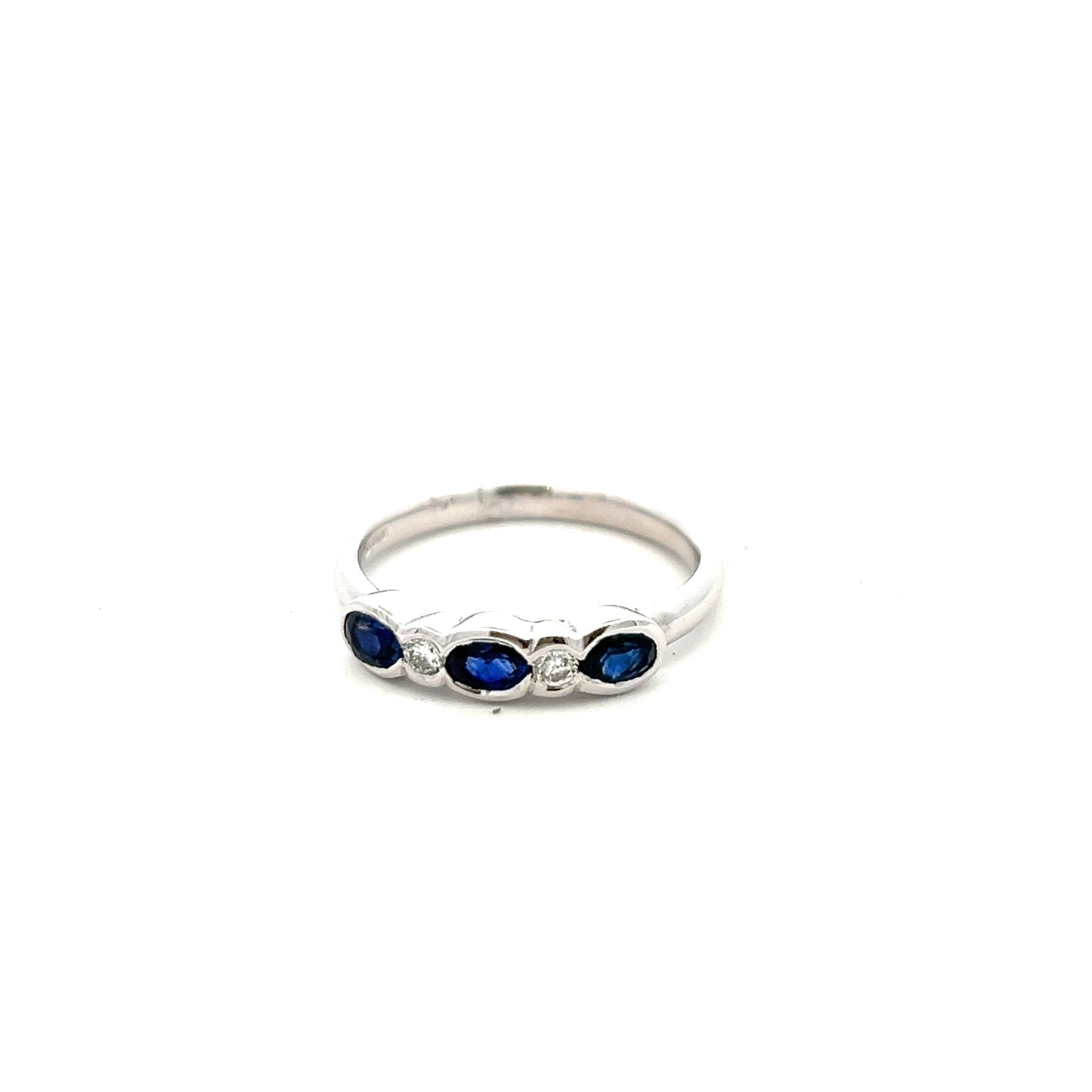 9ct White Gold Sapphire And Diamond Five Stone Ring Size M